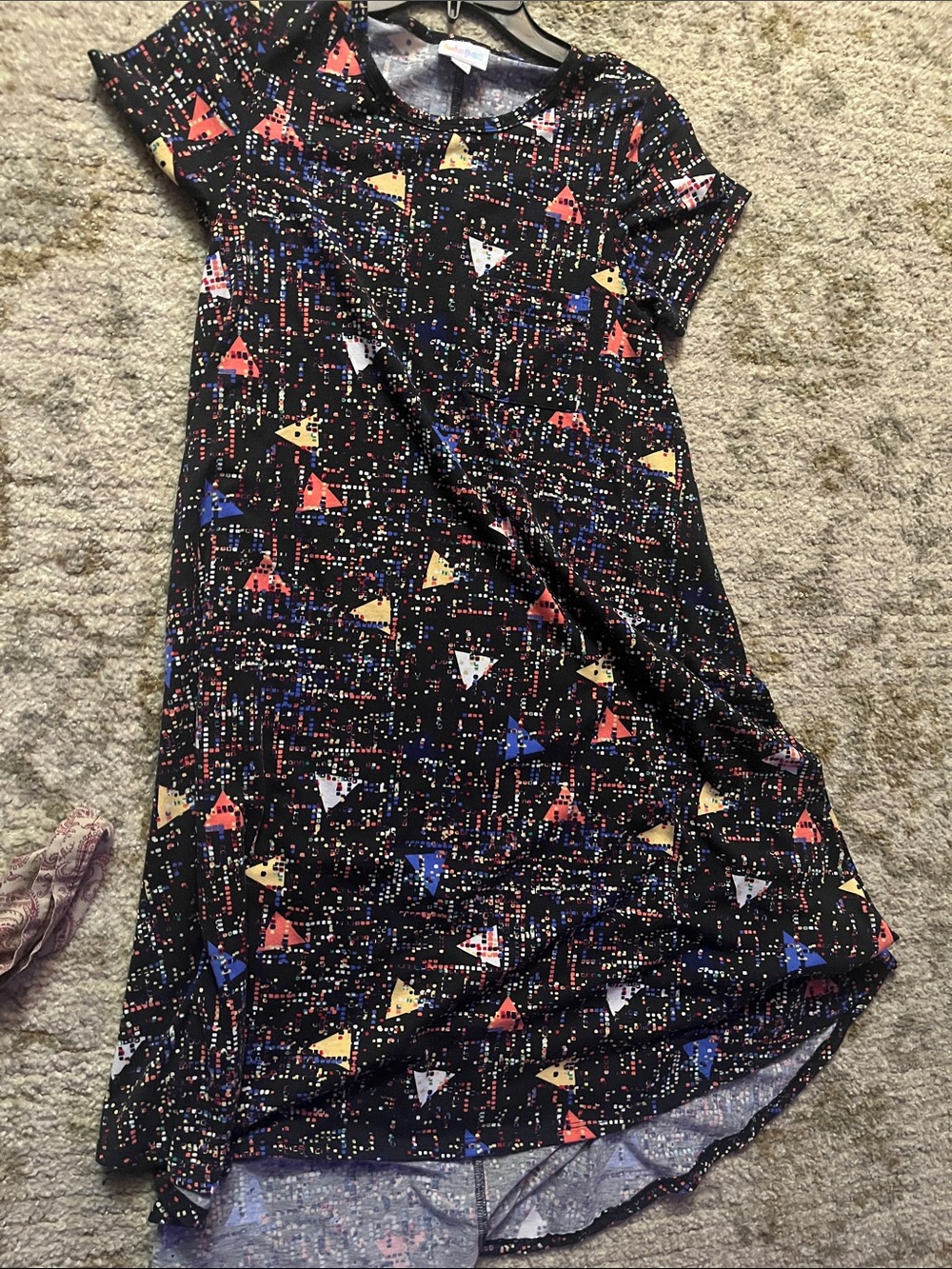 LuLaRoe Black Top with Multicolor Confetti Print